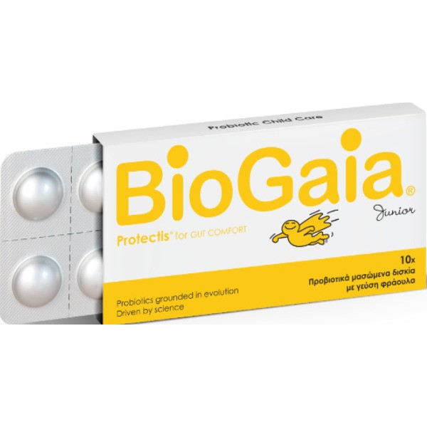 BioGaia ProTectis Junior Chewable Προβιοτικά για Παιδιά 10 μασώμενες ταμπλέτες Φράουλα