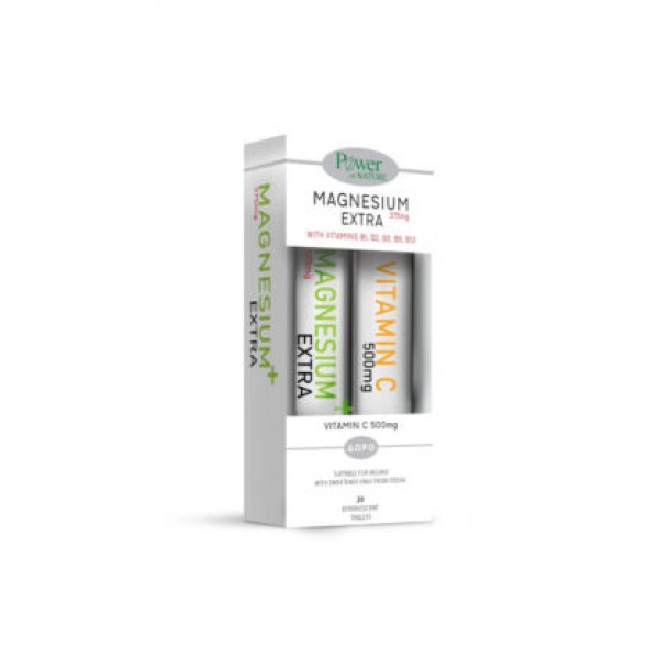 Power Of Nature Magnesium 300mg & Vitamin C 500mg with Stevia 20 + 20 αναβράζοντα δισκία